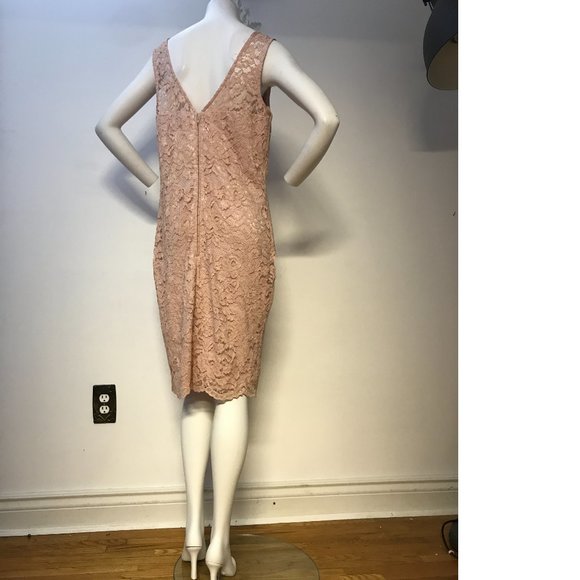NWT Le Chateau PLUS SIZE Blush Peach Salmon Pink Sheer Floral Mesh Bodycon dress - Picture 3 of 5
